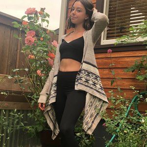 Grey and Blue Flowy, Open Sweater/Cardigan!